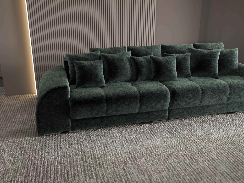 Canapea extensibilă dumonde cu 2 lăzi de depozitare si sezut confortabil din spuma high-density, Verona Euphoria Green 310x100 cm