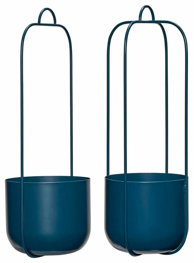 Ghivece suspendate din metal albastru în set de 2 bucăți ø 16 cm Lotus - Hübsch