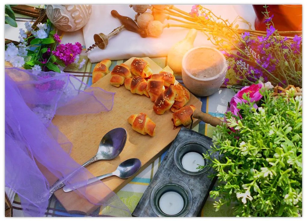 Tablou pe sticlă - picnic de vară (70x50 cm)