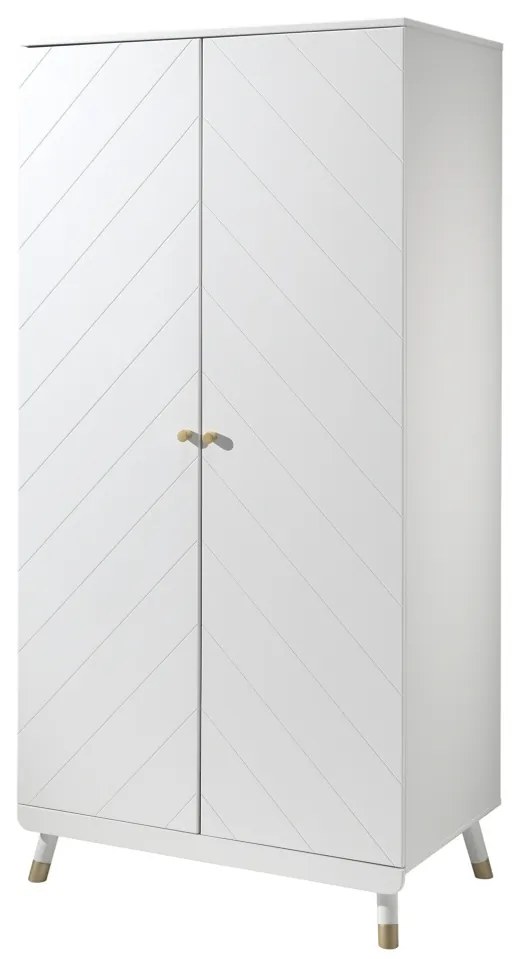 Set Dormitor Complet pentru Copii, 4 Piese, 90x200 cm, Alb Satinat (Pin Masiv și MDF) – Billy – Vipack
