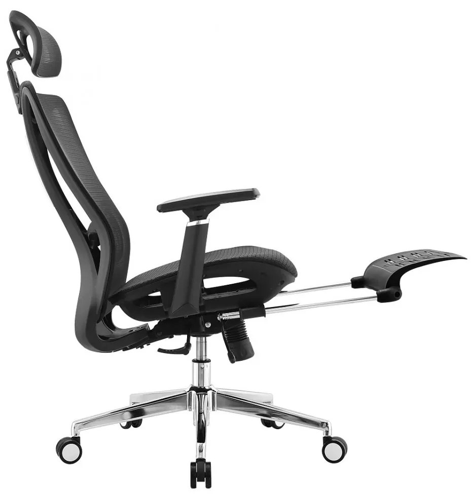 Scaun ergonomic, Full Mesh, Sezut Translatie, cotiere 3D, suport picioare, Negru