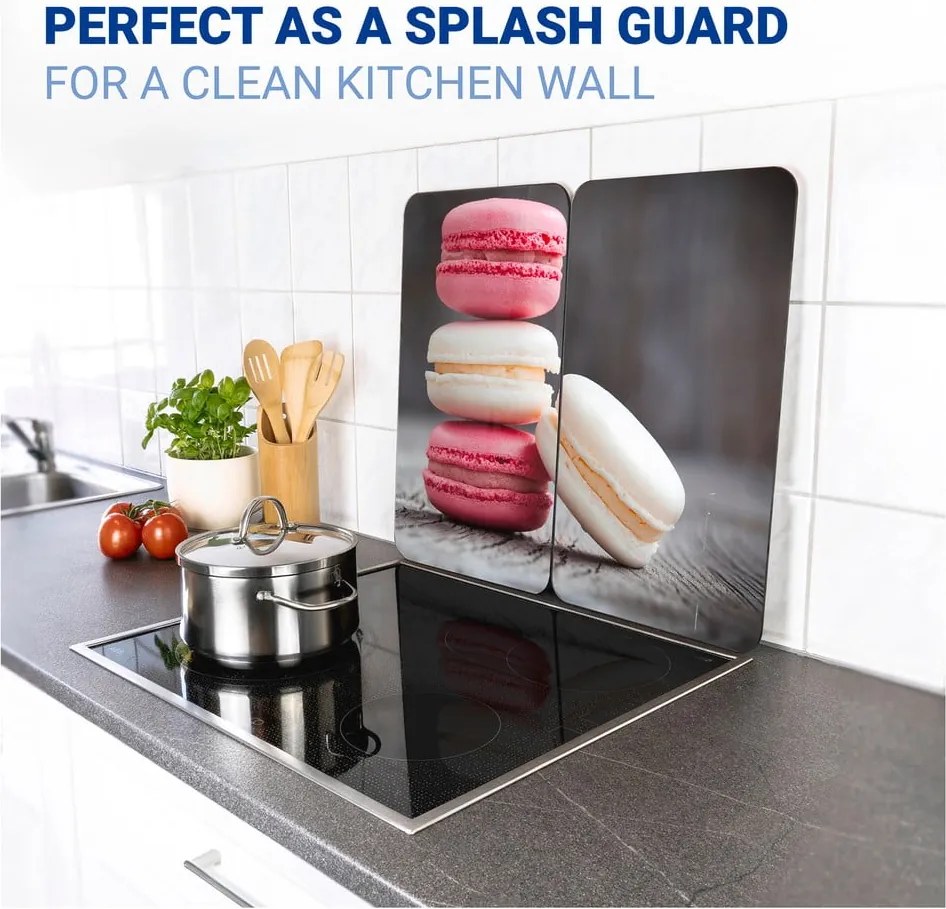 Set 2 protecții din sticlă pentru aragaz Wenko Macarons, 52 x 30 cm