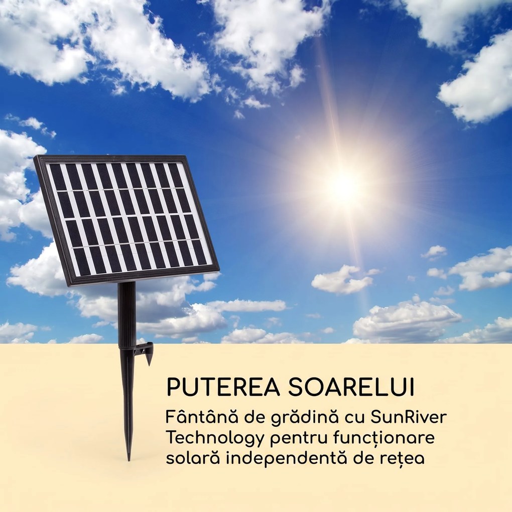 Blumfeldt Fez, fântână solară, LED, 34 × 76 × 36 cm (L × Î × l), poliresină