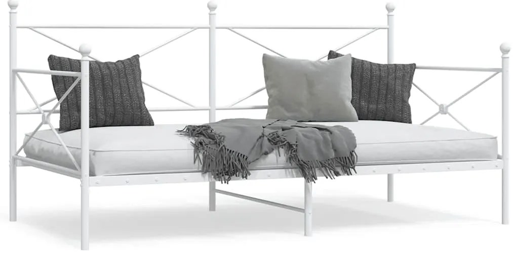 vidaXL Pat de zi fără saltea Alb 107x203 cm Oțel