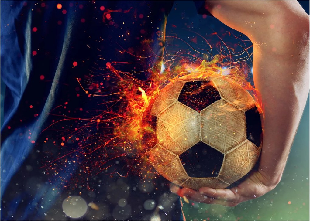 Tablou - Minge de fotbal în flăcări (70x50 cm)