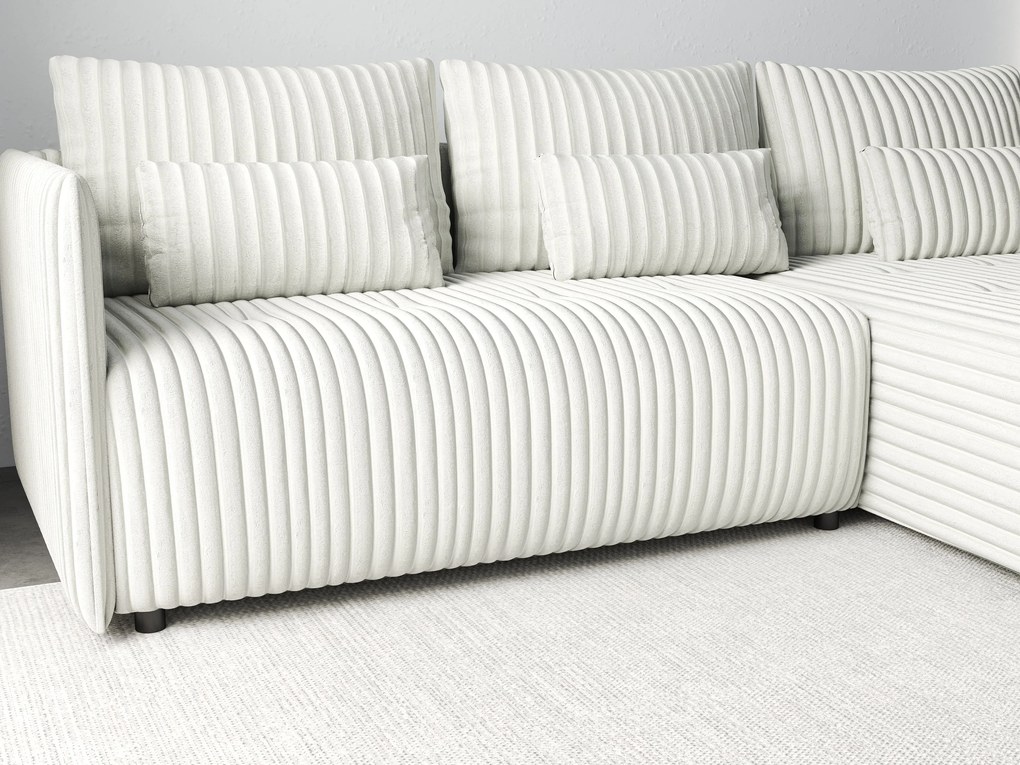 Colțar extensibil dumonde cu ladă de depozitare si sezut confortabil din spuma high-density, Malta Ambience White II 235x185 cm