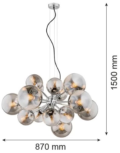 Lustră pe cablu SATELITE 15xE27/15W/230V crom lucios Argon 5022