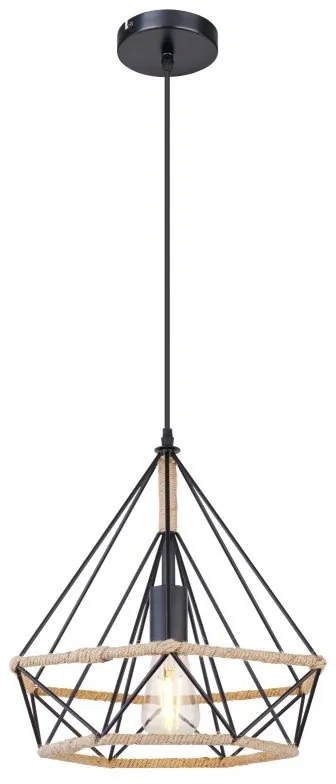 Pendul design industrial ULLEU negru, maro 38cm