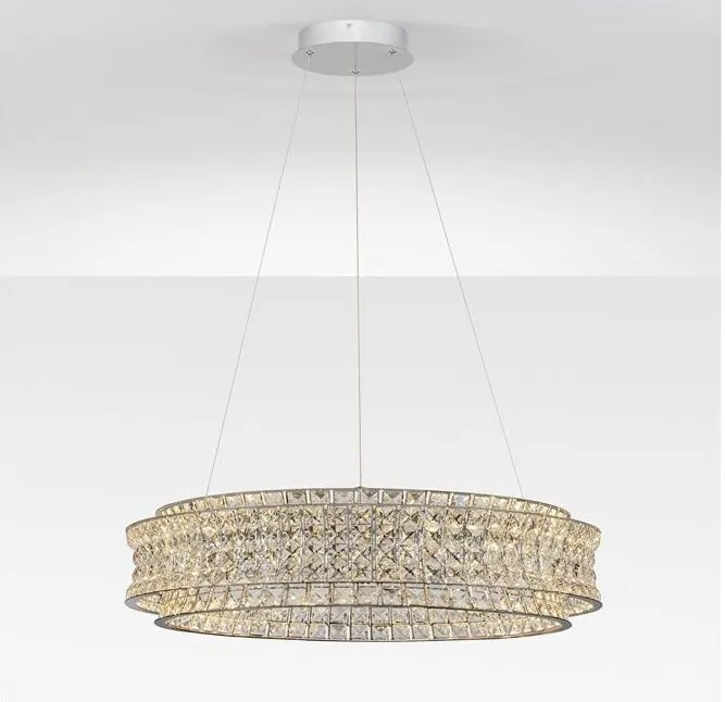 Lustra suspendata LED crom, cristale sticla CELYSIA 80cm