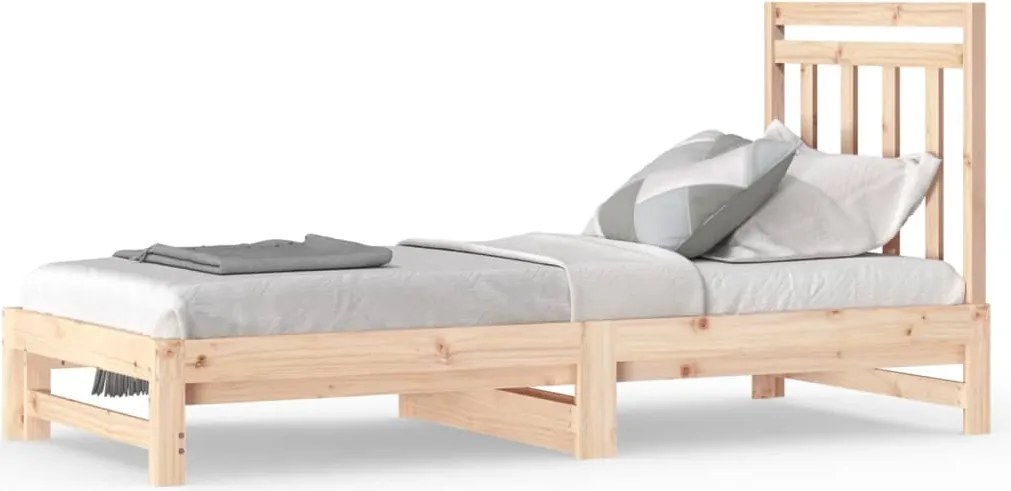 vidaXL Pat de zi extensibil, 2x(90x200) cm, lemn masiv de pin