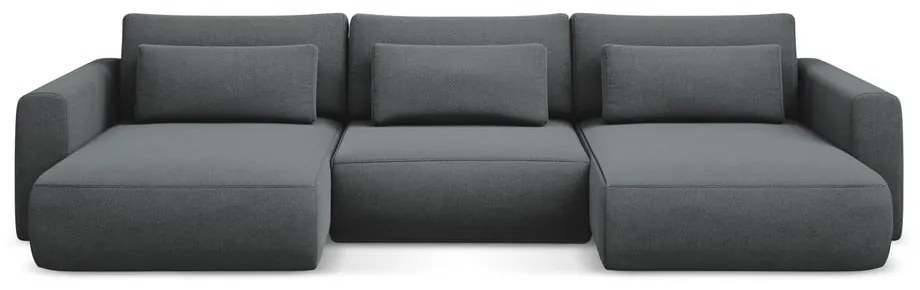 Colțar gri închis extensibil/cu spațiu de depozitare (în formă de "U") Kapua – Makamii