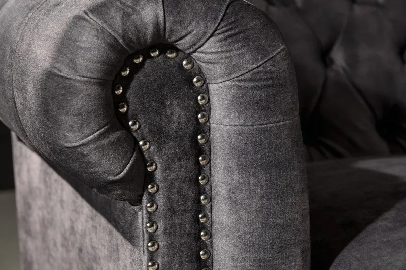 Canapea clasica stil englezesc Chesterfield 3 locuri, gri