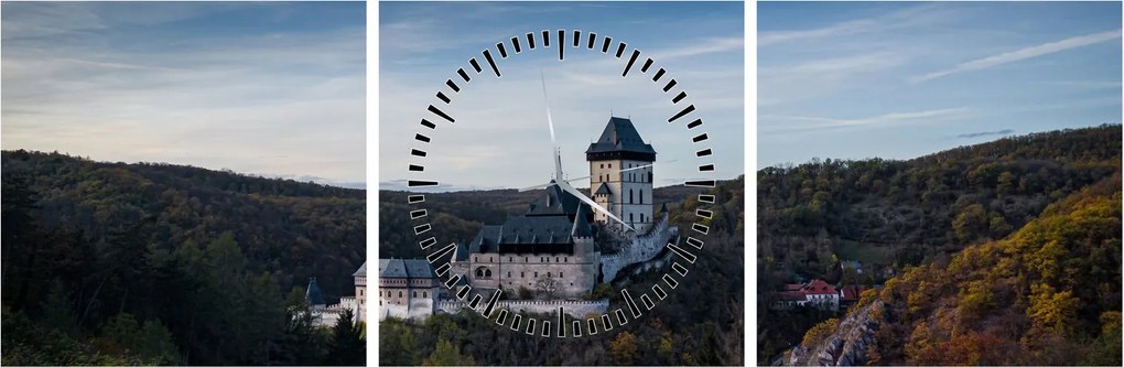 Tablou cu Karlstejn (cu ceas) (90x30 cm)