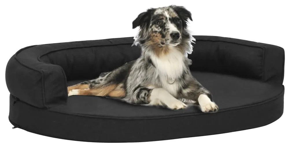 vidaXL Saltea ergonomică pat de câini, negru, 75x53 cm, aspect de in