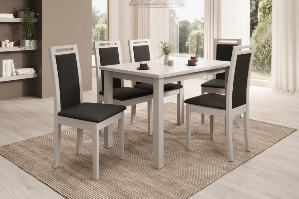 Scaun tapitat, din lemn, Nola VI, ADRK Furniture (Culoare: Negru / Opium 20)