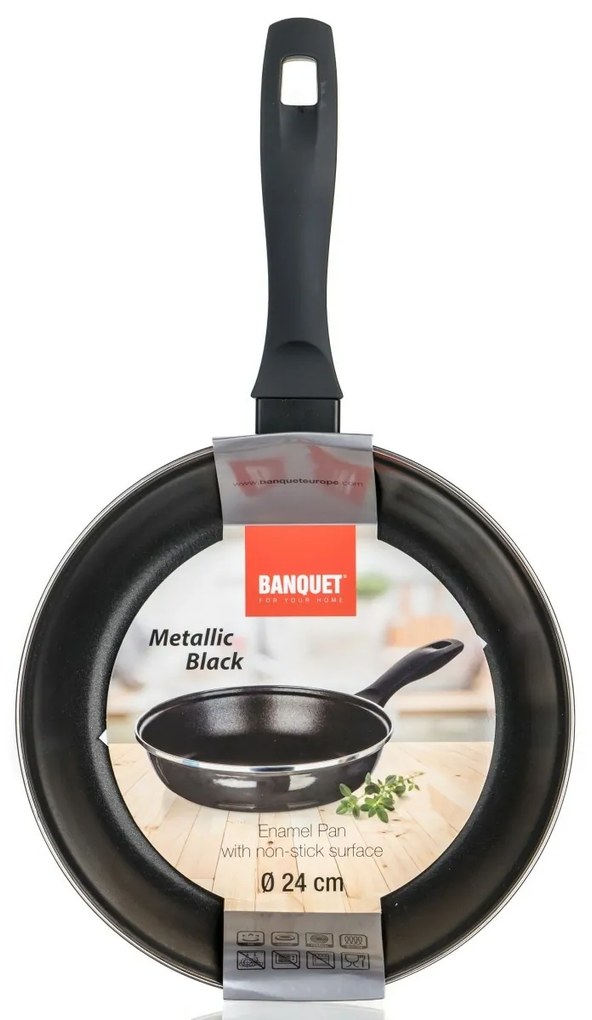 Banquet Tigaie emailată METALLIC Black 24 cm, cusuprafață antiaderentă, 24 cm