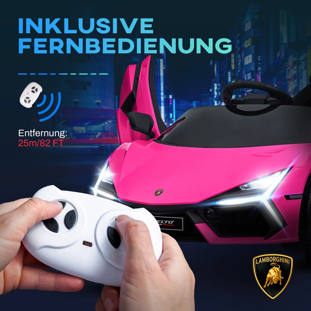 AIYAPLAY Mașină electrică pentru copii 3–5 ani — telecomandă, uși tip aripă & LED, roz | Aosom Romania