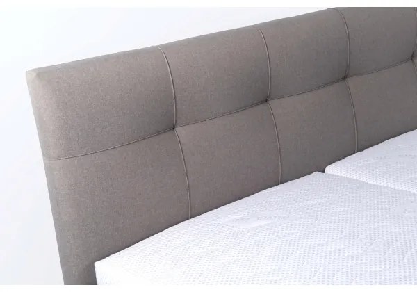 Pat tapițat MARIA 160x200 cm cu saltea și spațiu de depozitare, taupe