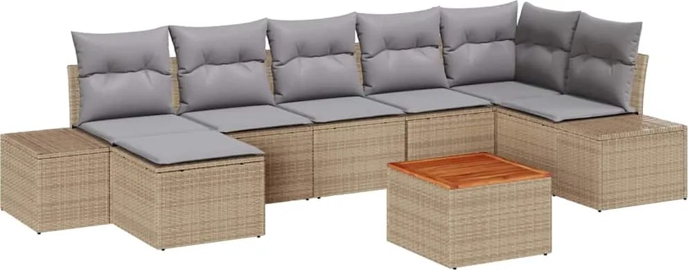 vidaXL Set de canapele pentru grădină 8 pcs bej și gri deschis