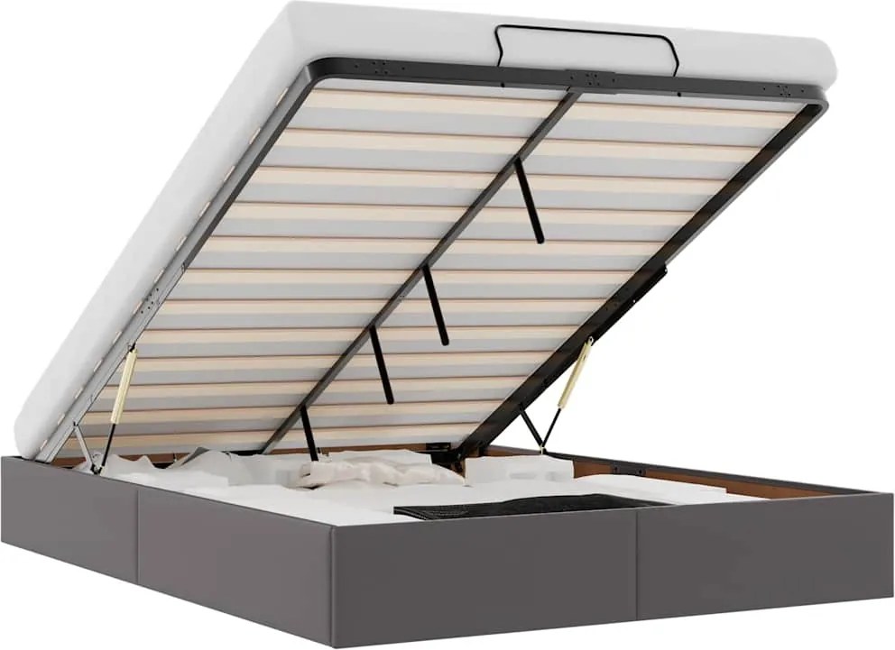 vidaXL Cadru pat otoman fără saltea gri 140x200 cm piele artificială
