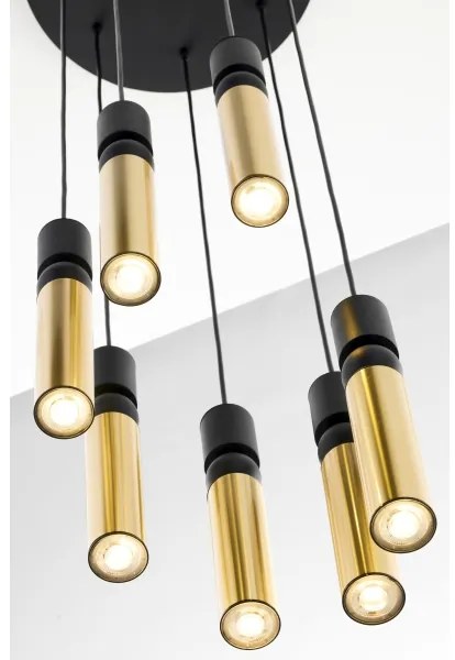 Lustră pe cablu Jupiter 2018 ALAS 7xGU10/10W/230V negru/auriu