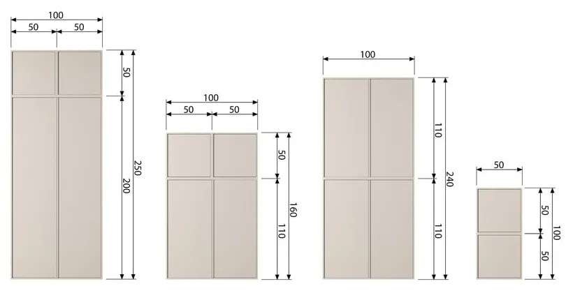 Dulap modular crem din lemn de pin 50x200 cm Daily – vtwonen