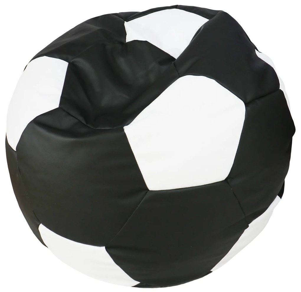 ShopJK FOTOLIU PUF XXXL MINGE DE FOTBAL + SUPORT PICIOARE 100x100x60CM NEGRU-ALB