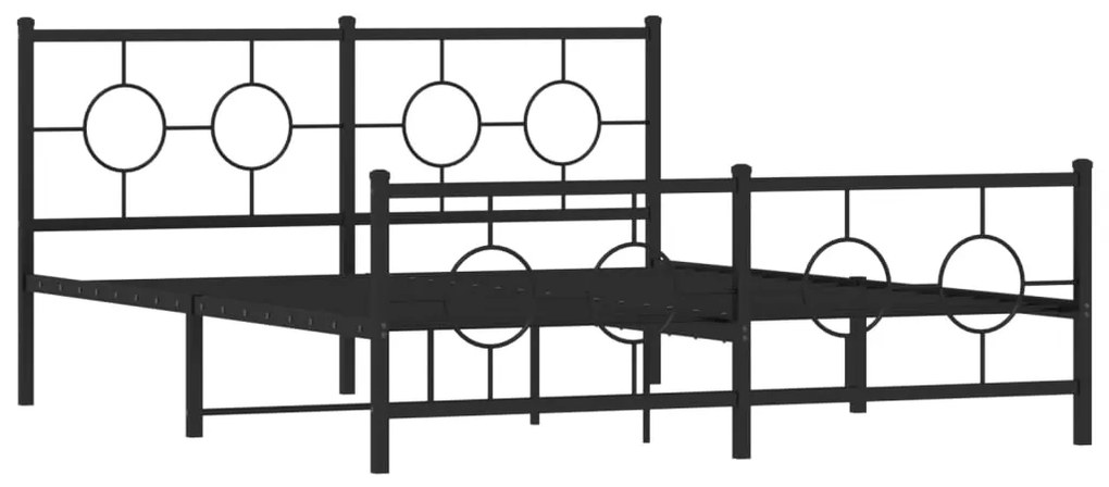 376246 vidaXL Cadru pat metalic cu tăblie de cap/picioare, negru, 150x200 cm