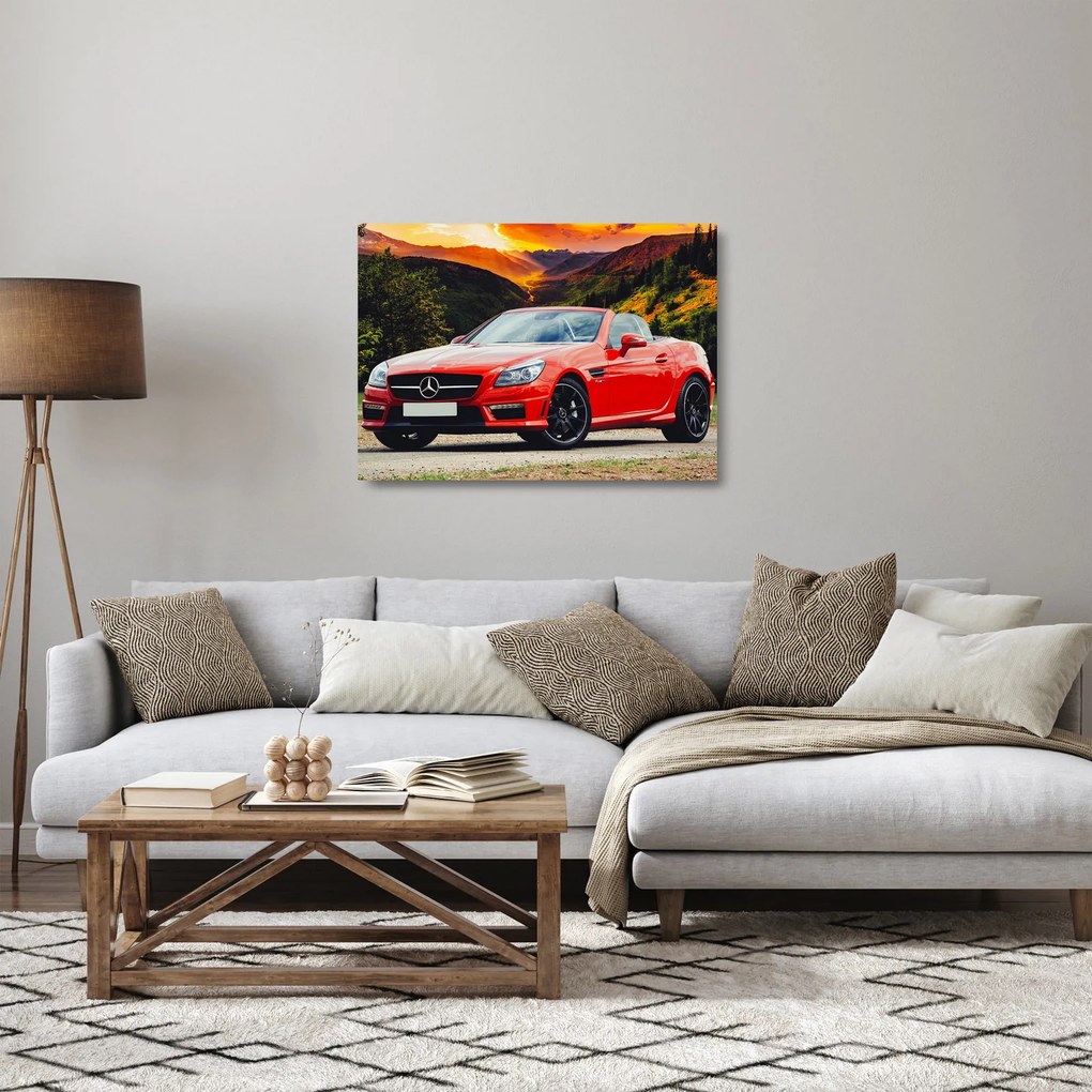 Tablou pe sticlă - Mercedes roșu (70x50 cm)