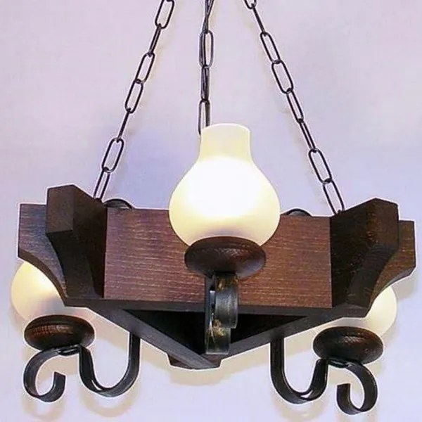 Candelabru rustic fabricat manual din lemn dim.40x40cm, 3 brate Queen WOOD-QU-SP3