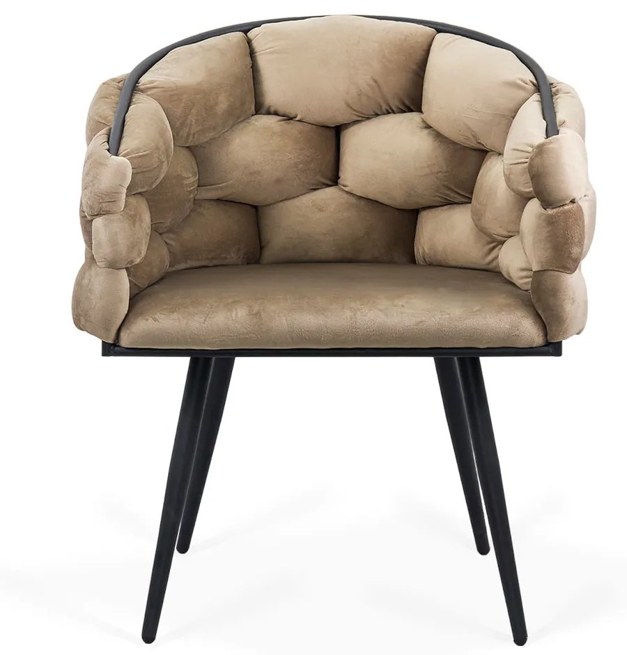 Scaun living modern din catifea si cadru metalic BUC 256 bej