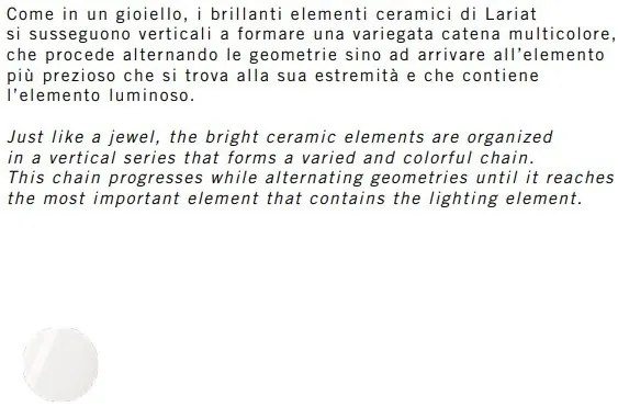 Pendul ceramic design italian realizat manual LARIAT H-56cm