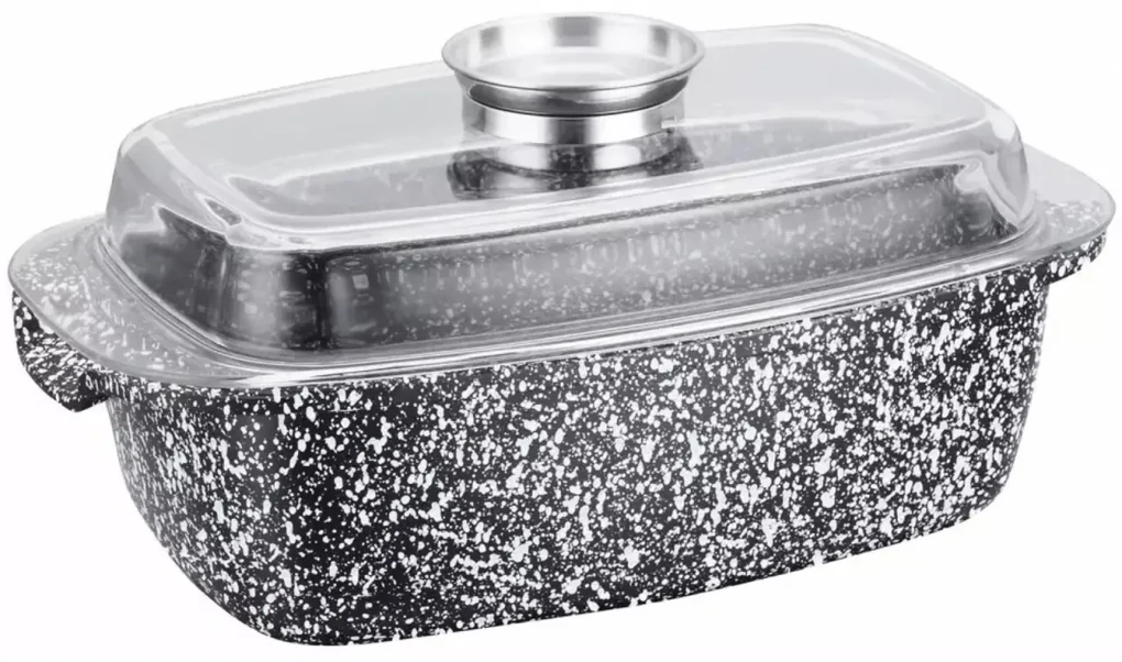 Tava de copt cu capac 4,5L Klausberg KB7365, antiaderenta, invelis marmorat
