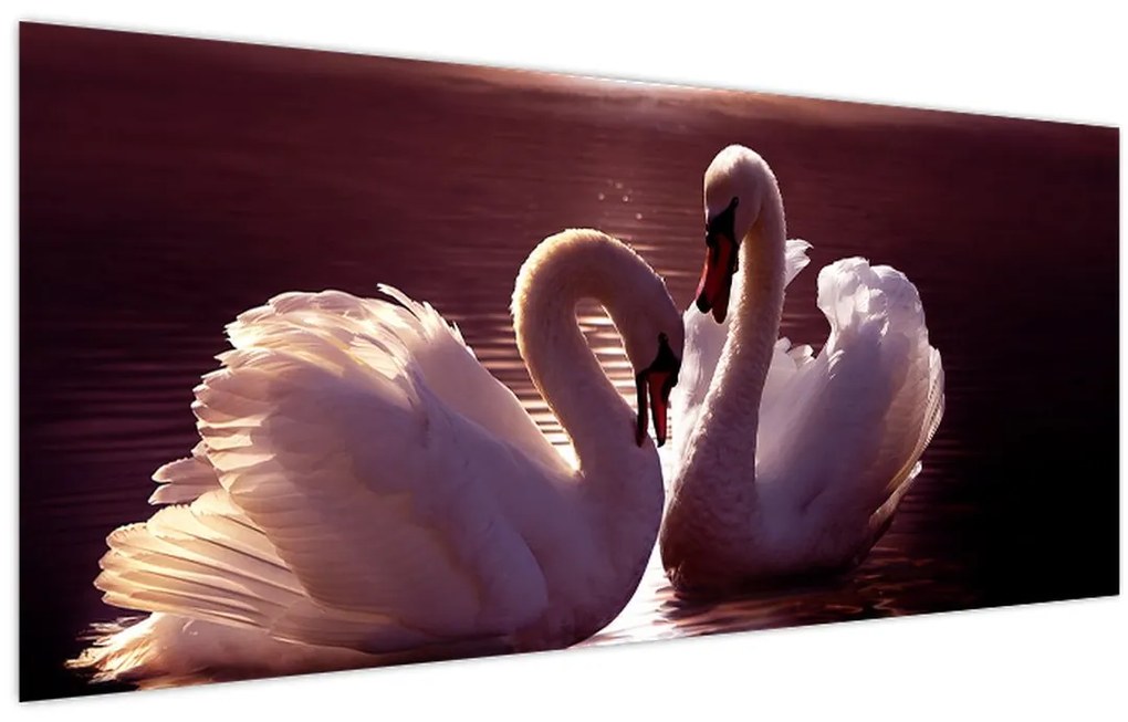 Tablou - Lebede pe lac (120x50 cm)