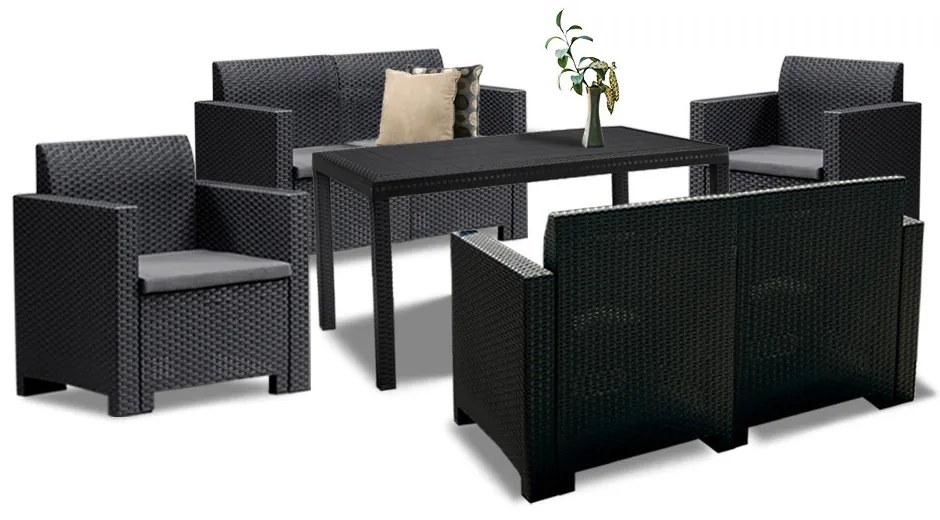Set mobilier de grădină Nero IV Big cu 6 locuri, grafit