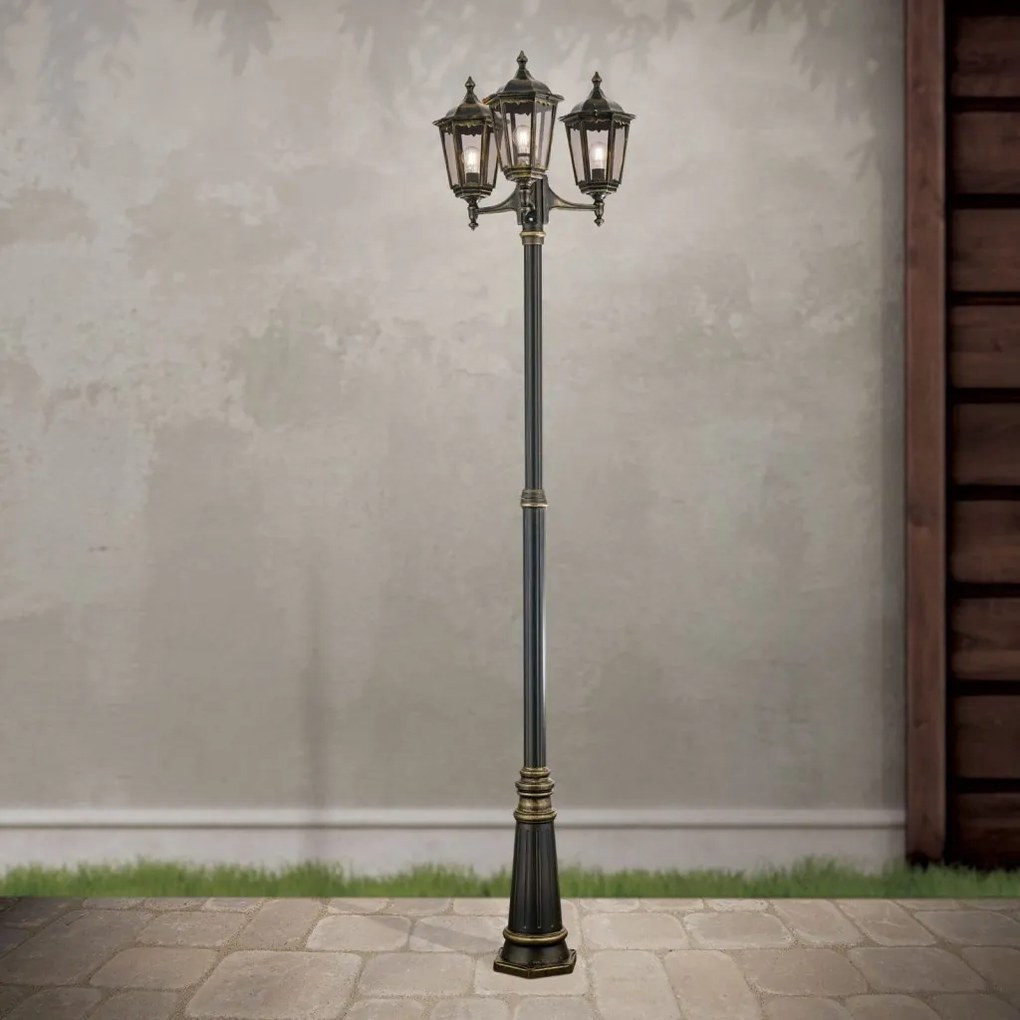 Stalp iluminat exterior stil clasic IP43 HP255 Puchberg AL 11K/82579 schwarz-gold/rauch OR