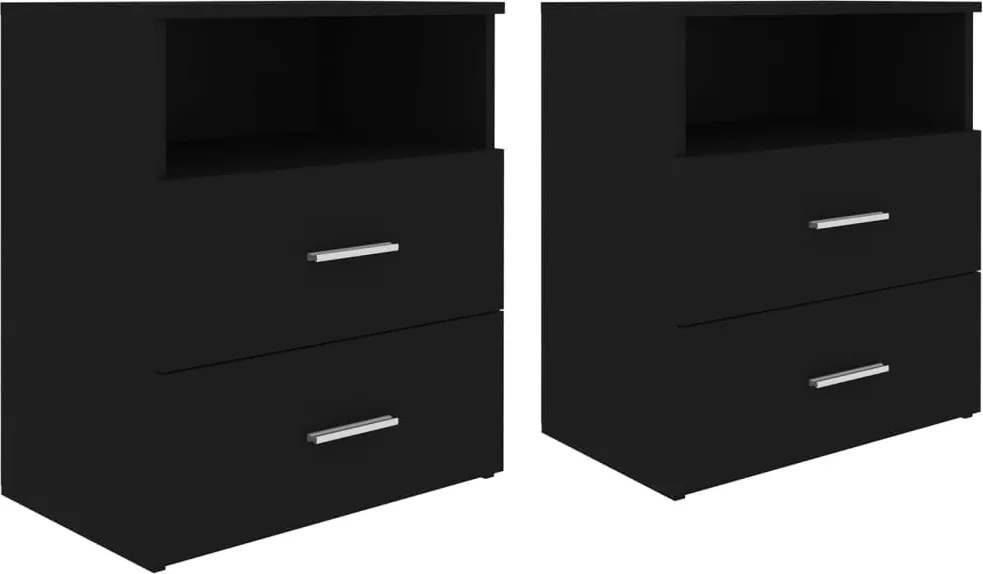 vidaXL Noptiere, 2 buc., negru, 50x32x60 cm