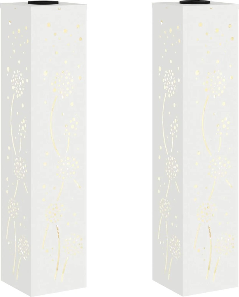 vidaXL Lumină LED Solară pentru Alei 2 pcs Alb Oțel laminat la rece