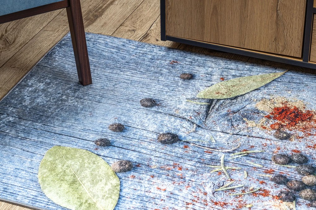 ANDRE 33550 covor lavabil condimente bucatarie, anti-alunecare - albastru / verde