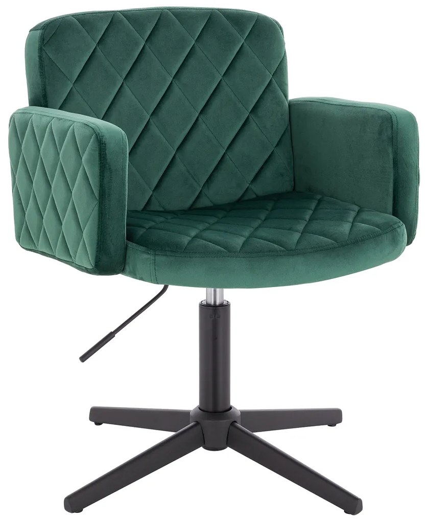 HR802CROSS Scaun Verde din Catifea cu Bază Neagră