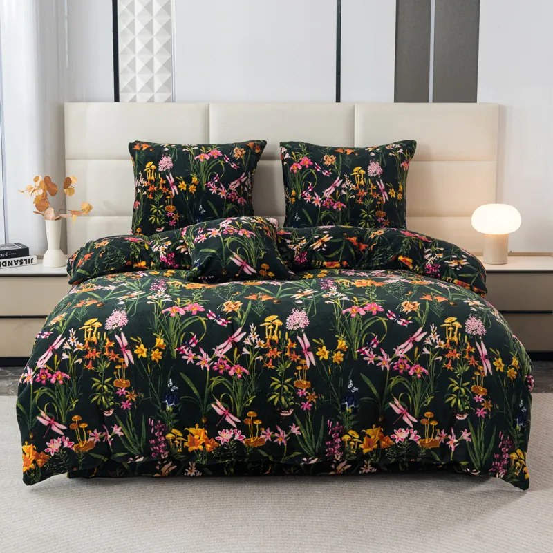 Lenjerie cocolino MYSTIC GARDEN verde inchis Dimensiune lenjerie de pat: 70 x 90 cm | 140 x 220 cm