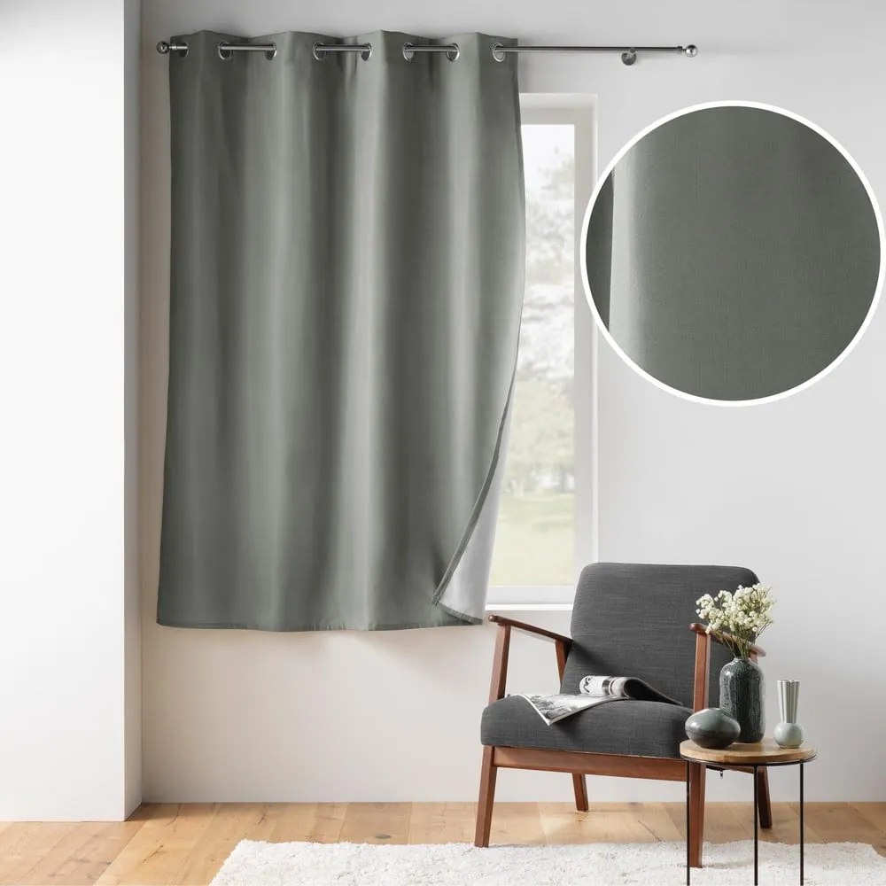 Draperie gri termoizolantă din microfibră 135x180 cm Micropolar – douceur d'intérieur