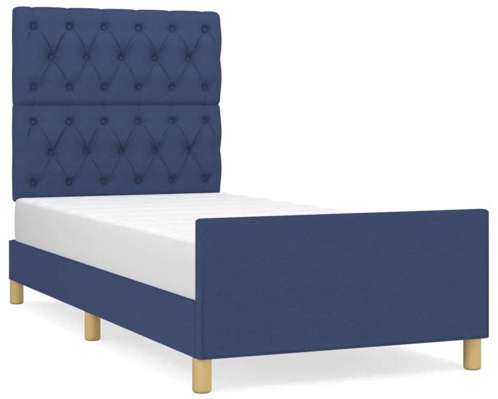 3125258 vidaXL Cadru de pat cu tăblie, albastru, 80x200 cm, textil