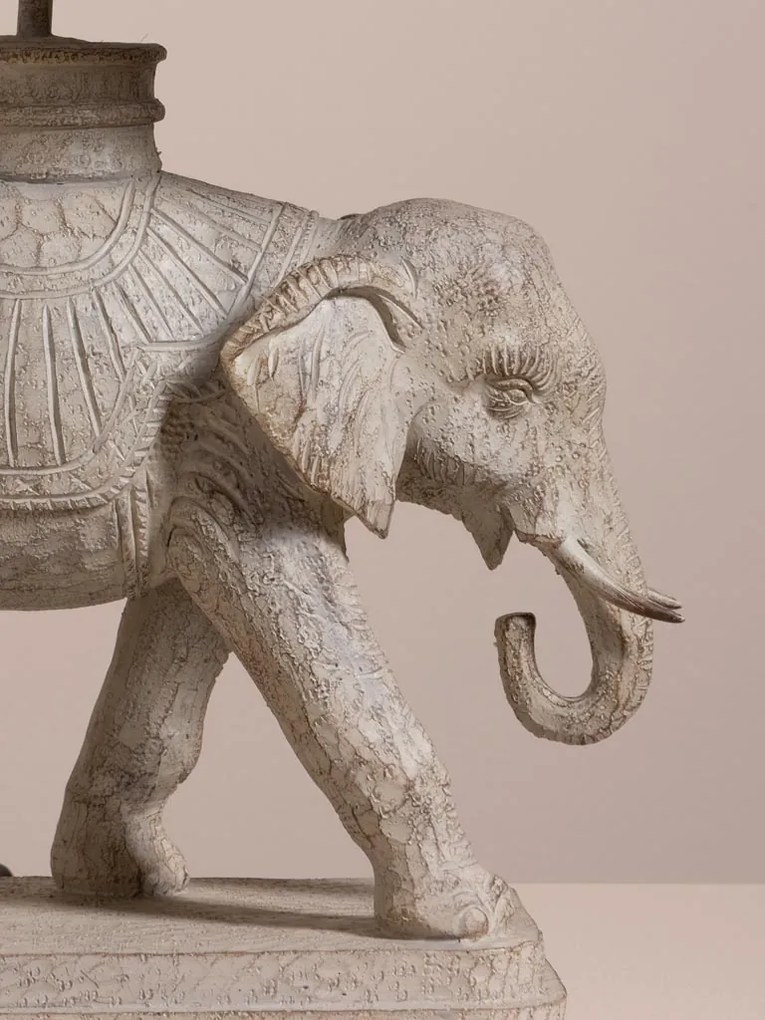 Lampa de masa din polirasină, cu abajur din iută naturală , "Elephant Royal"