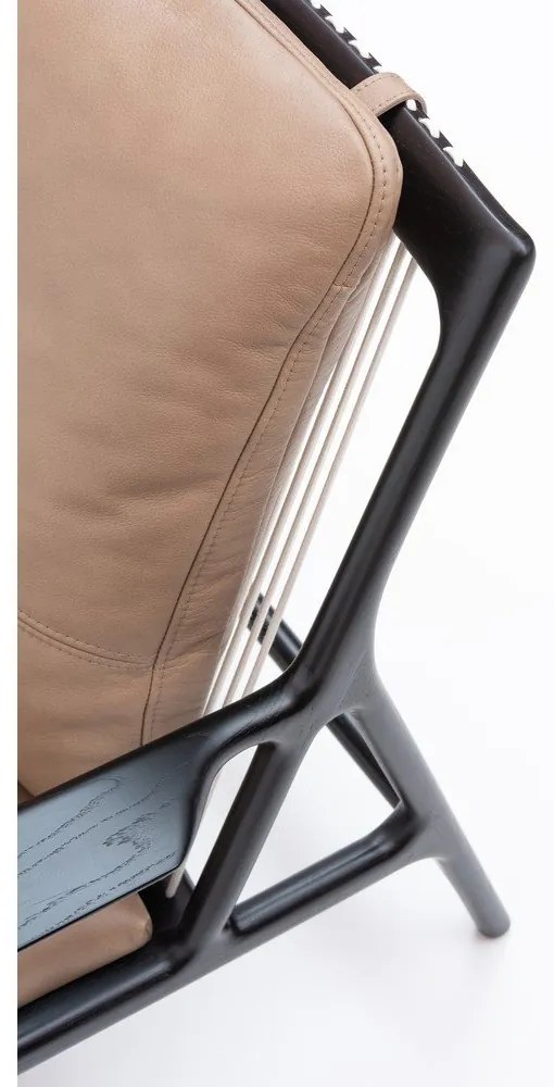 Fotoliu negru-bej cu tapițerie din piele Dedo – Gazzda