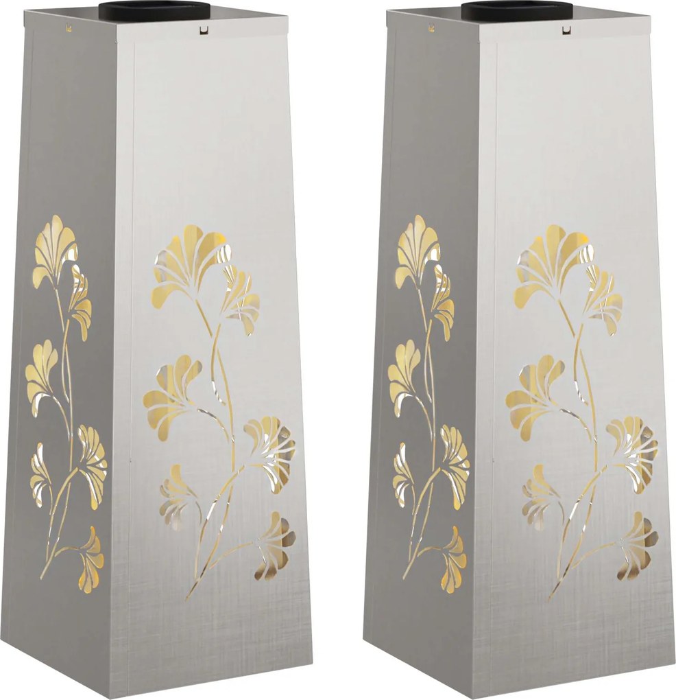 vidaXL Lumină LED Solară pentru Alei 2 pcs Argintiu Oţel inoxidabil