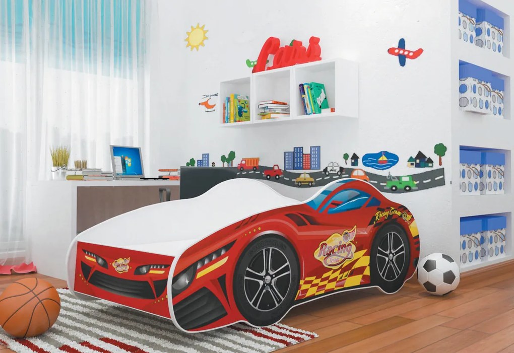 Supermobel Pat pentru copii AUTO + saltea + somieră GRATIS, 70x140, MODEL 04