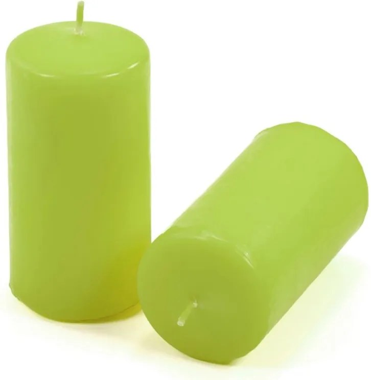 Set de lumânări stâlp, 10 cm, Ø 5 cm, verde deschis, 16 buc.