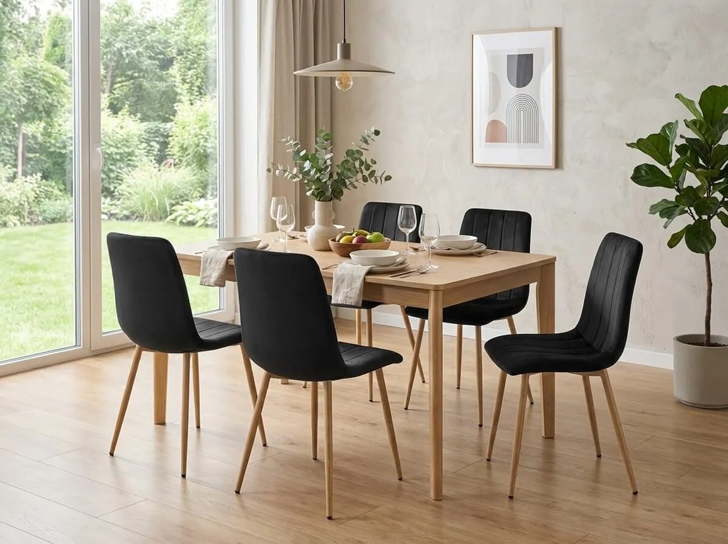 Scaun de catifea neagra LAVA