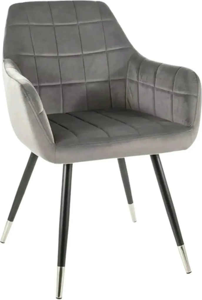 Scaun NUXE, gri/negru, stofa catifelata/metal, 56x42x83 cm